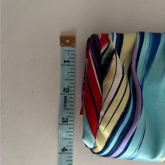 Kate Landry Satin Multicolor Striped Clutch with Rope Strap Vibrant Colors SKU8 - Picture 3 of 9